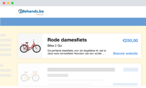 Illustratie rode damesfiets advertentie op 2dehands.be